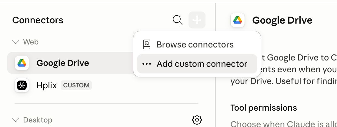 Open Connectors and add a custom connector